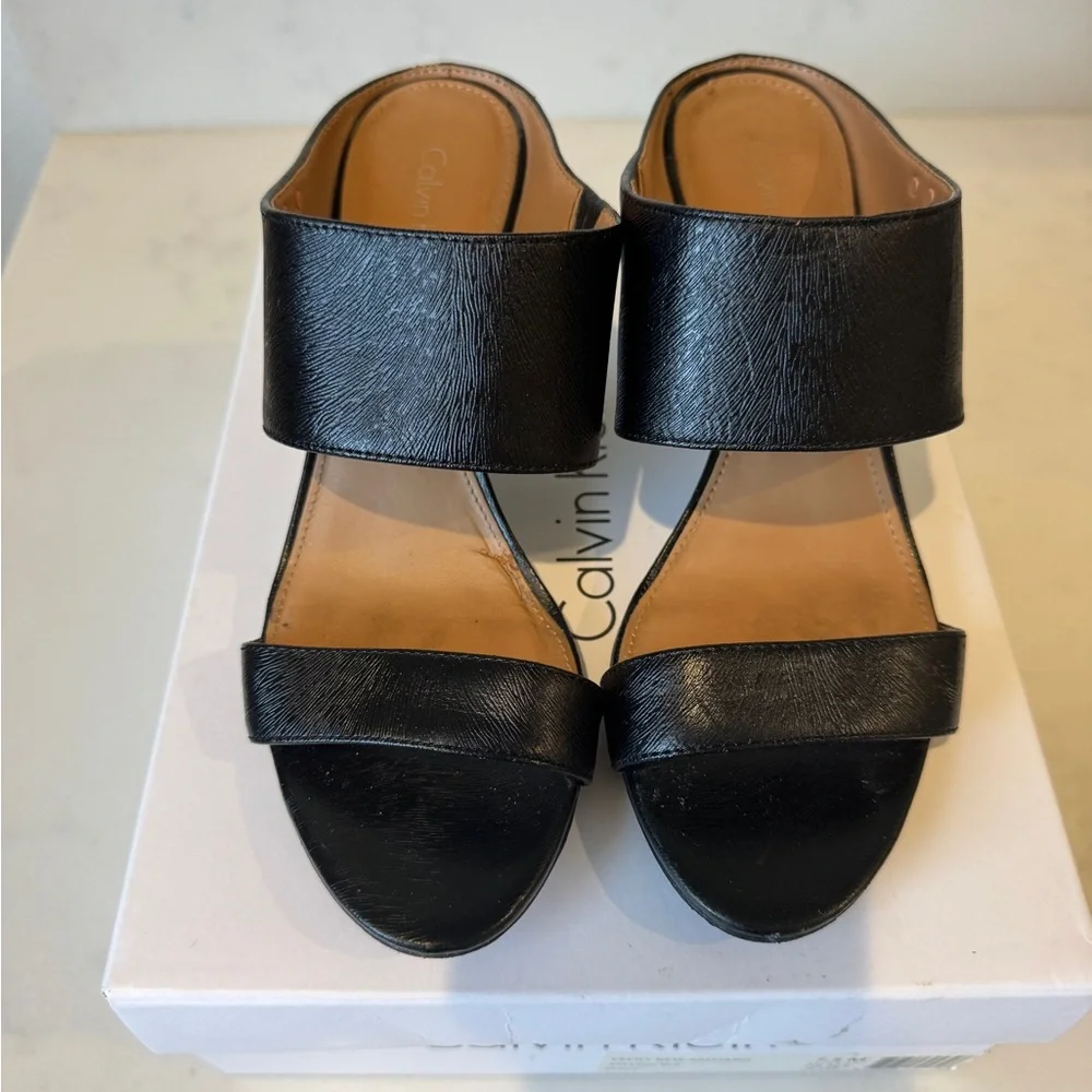 Calvin Klein “Cecily” Black Open-Toe Heels, Size 7.5 - Picture 3 of 7